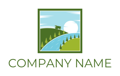 agriculture logo online farm and river square