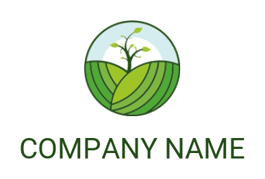 landscape logo farm field and plant in circle