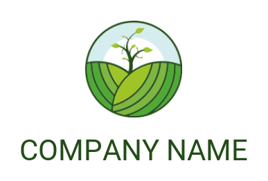 landscape logo illustration farm field and plant in circle