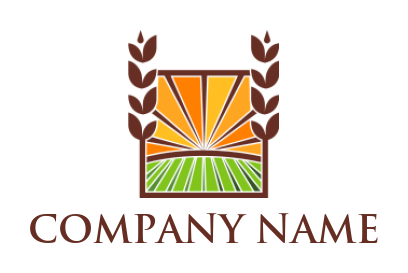 agriculture logo farm in square wheat frame