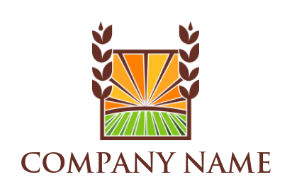 agriculture logo farm in square wheat frame