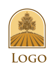 agriculture logo farm with tree in window shape
