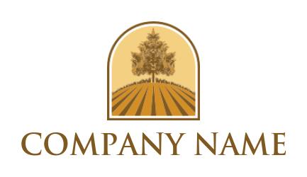 design an agriculture logo farm with thick tree inside window shape - logodesign.net