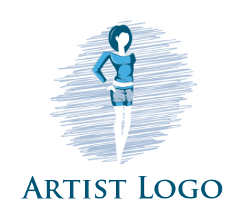 fashion logo fashionable girl in front of lines