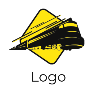 transportation logo fast moving bullet train and rhombus 
