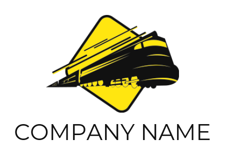 fast moving bullet train and rhombus logo design
