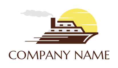 Travel logo fast cruise ship steam sun