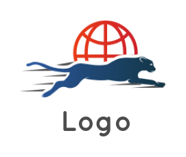 animal logo online fast moving jaguar with globe