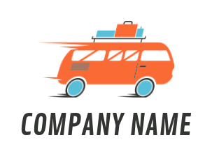 fast moving tour wagon with luggage logo editor