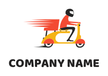 logistics logo image fast rider on scooter with goods - logodesign.net