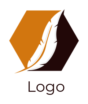 make an education logo feather quill in hexagon - logodesign.net