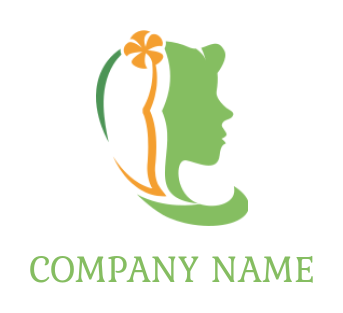 beauty logo online female face profile with flower on hair