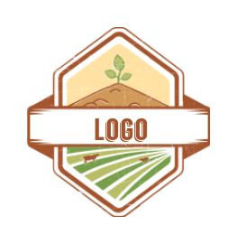 agriculture logo field in cow mountain and plant