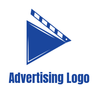 media logo maker film clapper merged with play button