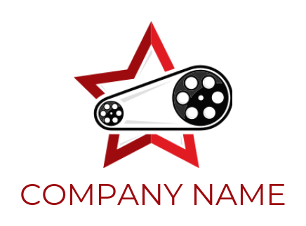 Create a logo of film reel merged with star