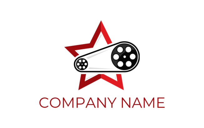 Create a logo of film reel merged with star