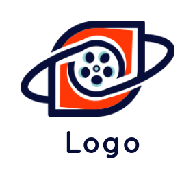 make a media logo film reel wheel line art leaf