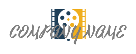 film reel wheel merged with light bulb logo sample