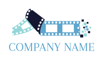 Design a logo of film reel with digital pixels 