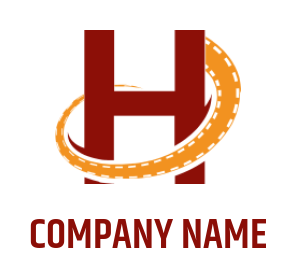 film stripe swoosh around letter h logo idea