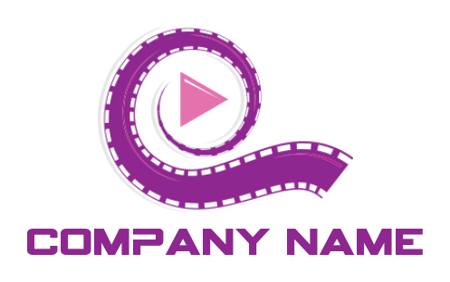 Make a logo of film swoosh with play button 