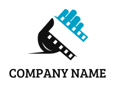 Media logo filmstrip in hand