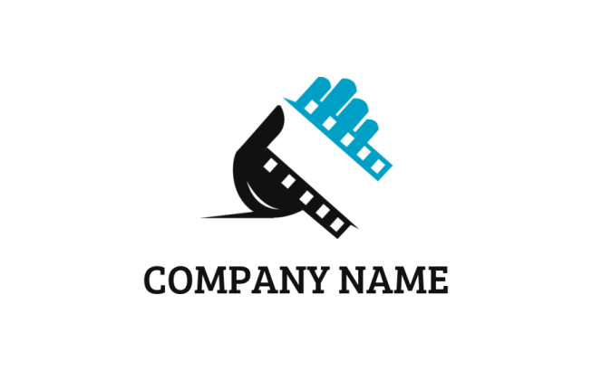 Design a logo of filmstrip in hand 
