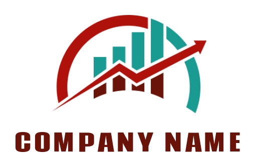 design a finance logo finance bar and arrow in semi circle 