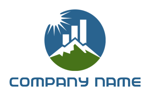 finance logo maker financial bars with mountain in circle