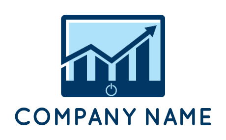financial logo graph in computer arrow and bars 