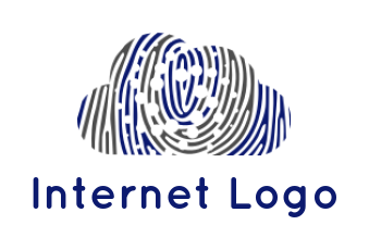 design an IT logo fingerprints in cloud shape with dots inside 