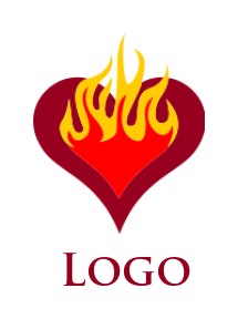 create a dating logo fire in heart shape - logodesign.net