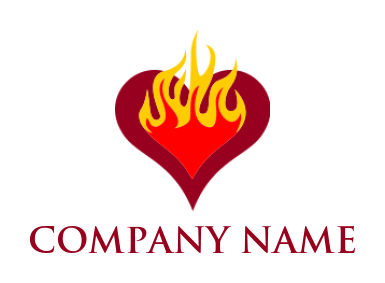 create a dating logo fire in heart shape - logodesign.net