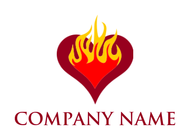 create a dating logo fire in heart shape - logodesign.net