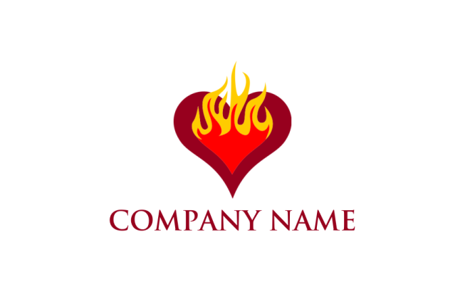 create a dating logo fire in heart shape - logodesign.net