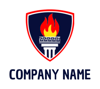 insurance logo maker fire torch in shield - logodesign.net