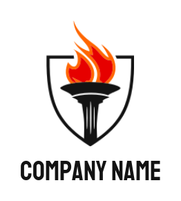 education logo online fire torch in shield - logodesign.net