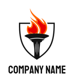 education logo online fire torch in shield - logodesign.net