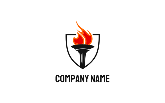 education logo online fire torch in shield - logodesign.net