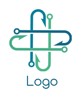 fishing hook in cross  Logo Template by