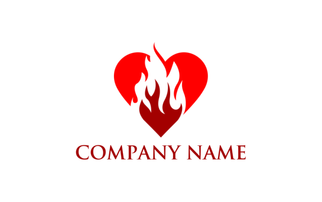 create a dating logo flame in heart - logodesign.net