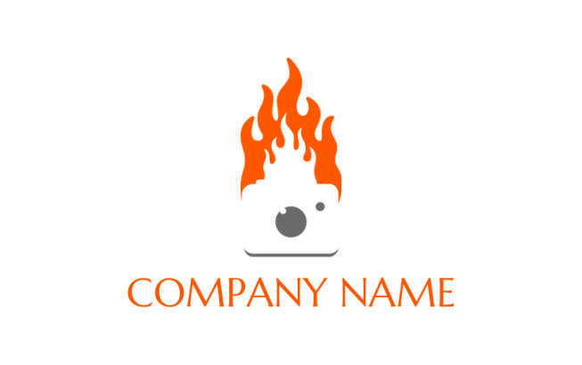 photography logo online flaming negative space camera - logodesign.net