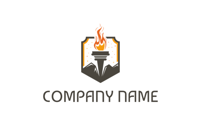 design a consulting logo flaming torch in pentagon - logodesign.net