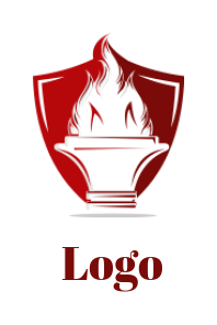 education logo icon of flaming torch in shield