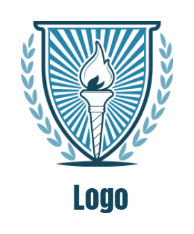 education logo flaming torch in shield laurels