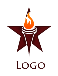 education logo icon flaming torch inside star