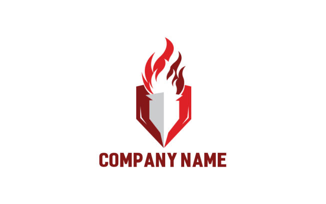 consulting logo image flaming torch inside shield - logodesign.net