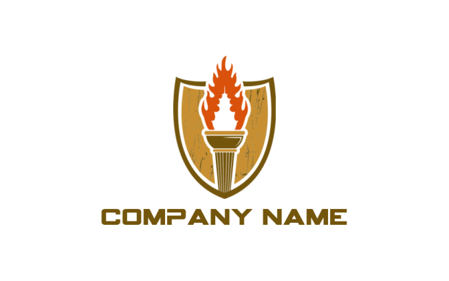 insurance logo symbol flaming torch merged with shield - logodesign.net