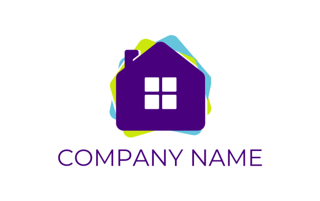 unique logo of flat design house with chimney in colorful layers