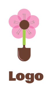 home improvement logo flower merged with shovel